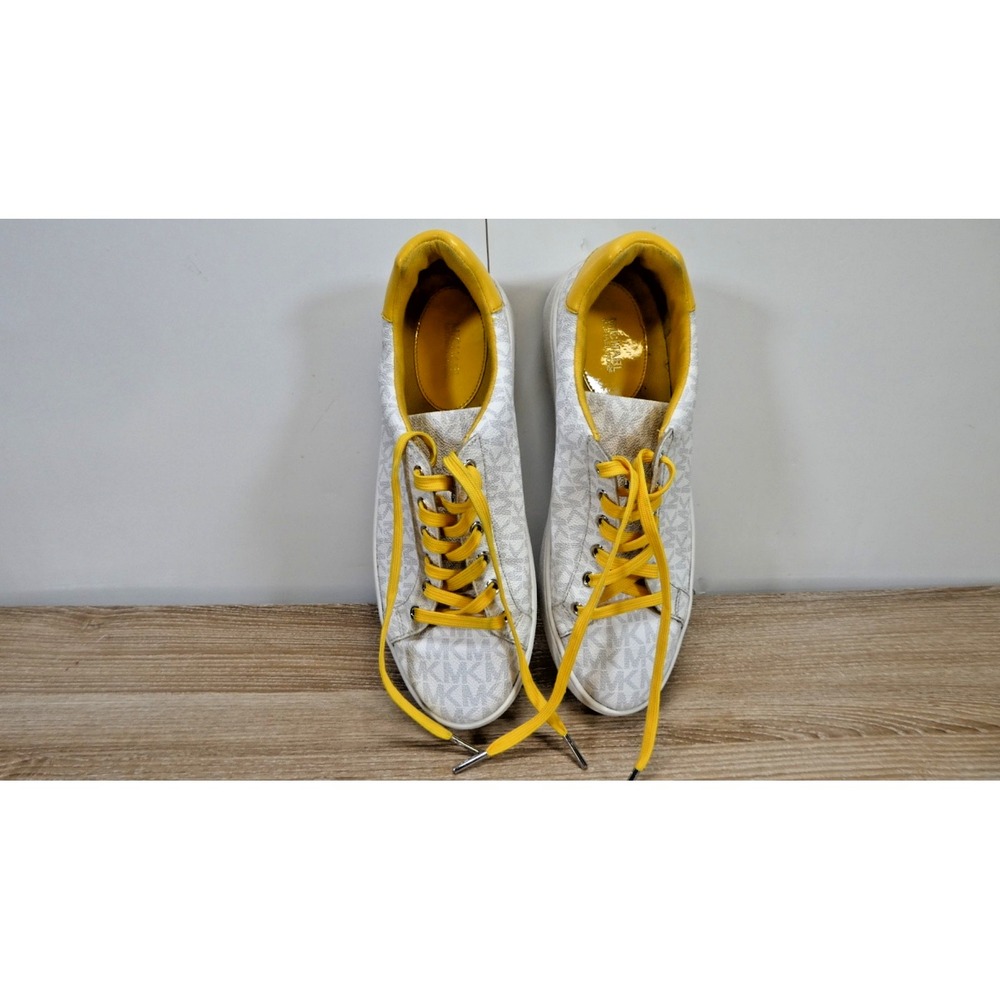 Michael Kors POPPY Monogram Lace-Up size 9M -White & Yellow - Picture 5 of 9